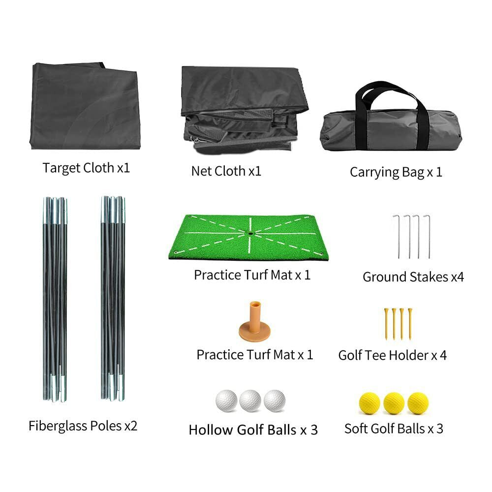 Black Golf Practice Net Set Golf Nets for Backyard Driving Golf Net with Hitt...