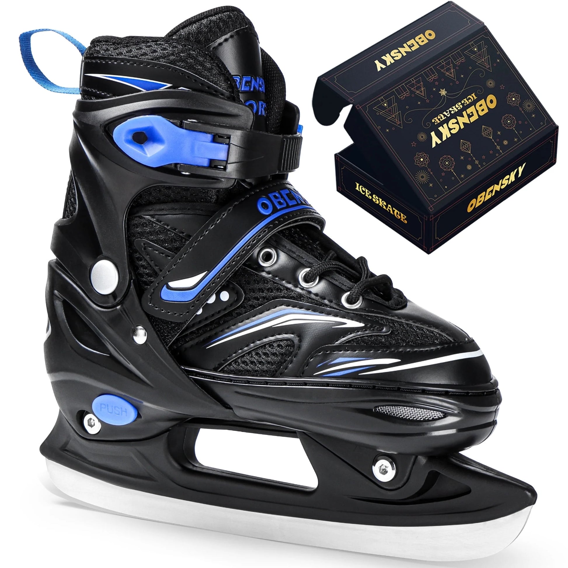 Adjustable Ice Skates with Free Skate Bag for Beginners,Kids,Girls&Boys-Ice Skating Shoes with Stainless Steel Blade