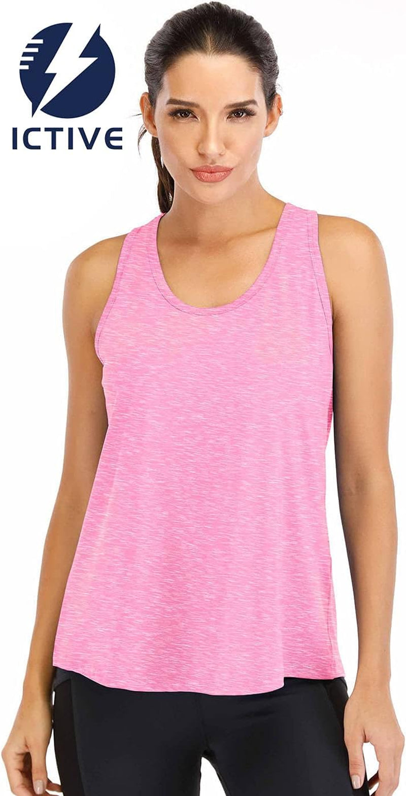 ICTIVE Workout Tops for Women Loose Fit Racerback Tank Tops for Women Mesh Backless Muscle Tank Running Tank Tops Workout Tank Tops for Women Yoga Tops Athletic Exercise Gym Tops Pink M