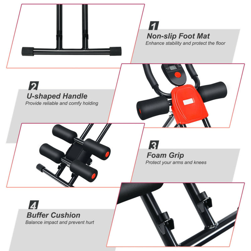 Foldable Adjustable Core Abdominal Trainer with 3 Adjustable Resistance and LCD Display