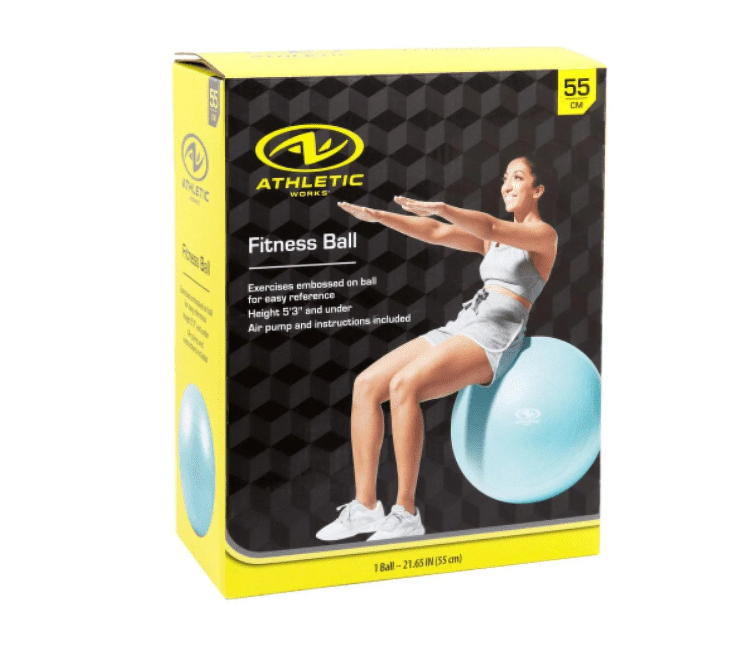 55Cm Yoga Ball, Anti-Burst, Exercises Poses Embossed