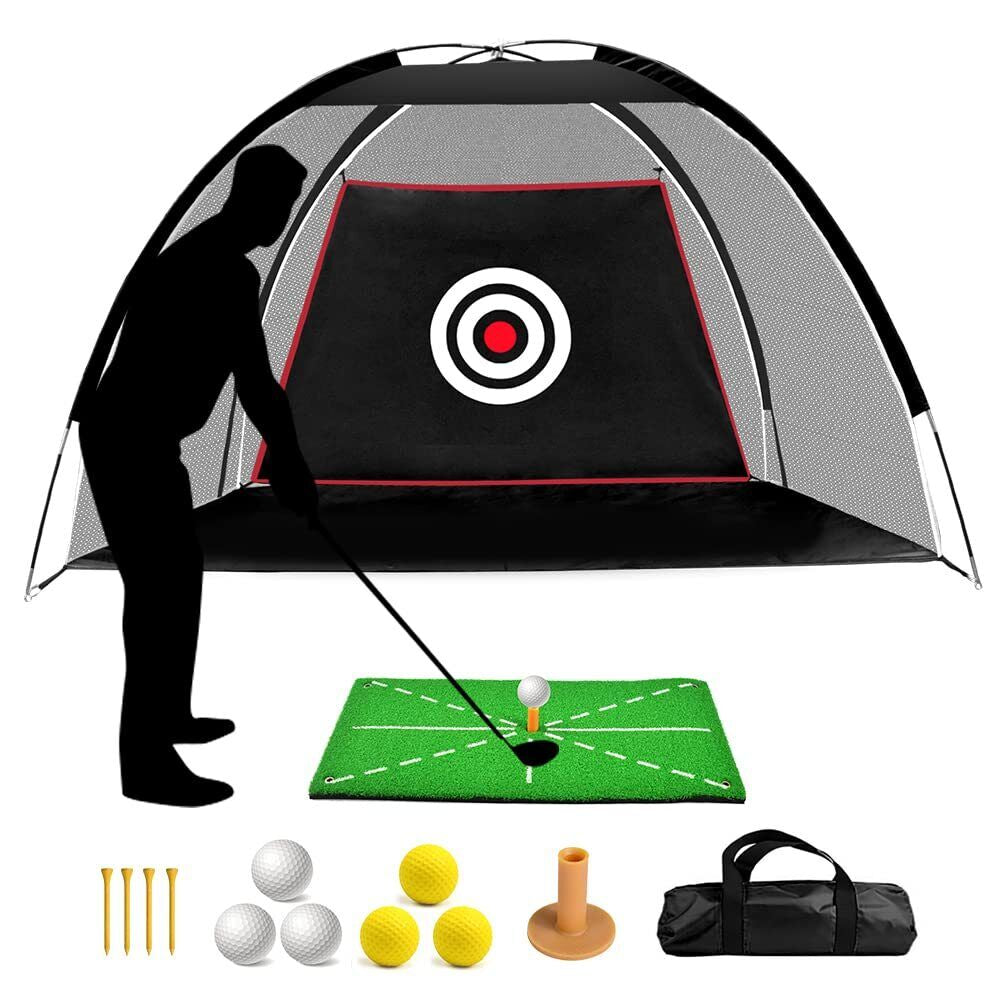 Black Golf Practice Net Set Golf Nets for Backyard Driving Golf Net with Hitt...