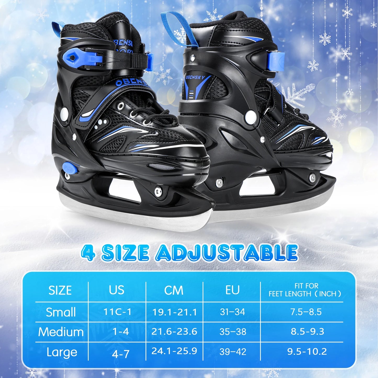 Adjustable Ice Skates with Free Skate Bag for Beginners,Kids,Girls&Boys-Ice Skating Shoes with Stainless Steel Blade