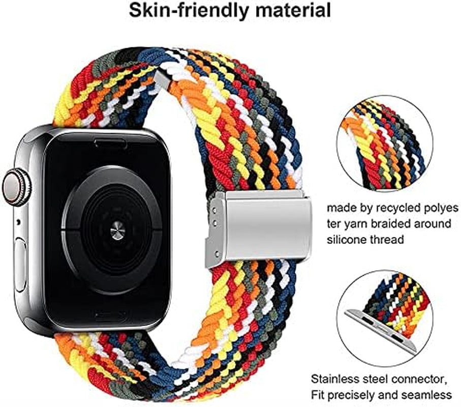 Band Compatible with Apple Watch 42Mm 44Mm,Iwatch Bands for Men Women,Adjustable Strap Braided Solo Loop with Metal Buckle Woven Elastic Sport Bands for Iwatch Series SE/6/5/4/3/2/1