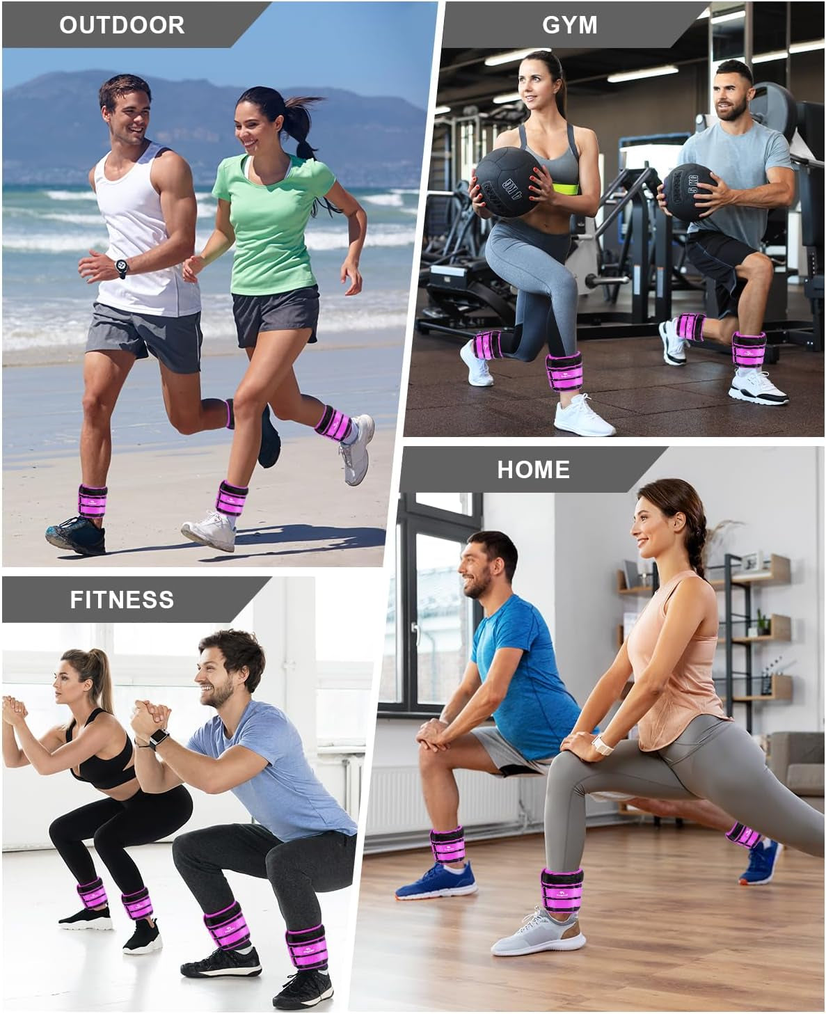 Adjustable Ankle Weights 1-3/4/5/6/8/10/12/15/20 LBS Pair with Removable Weight for Jogging, Gymnastics, Aerobics, Physical Therapy