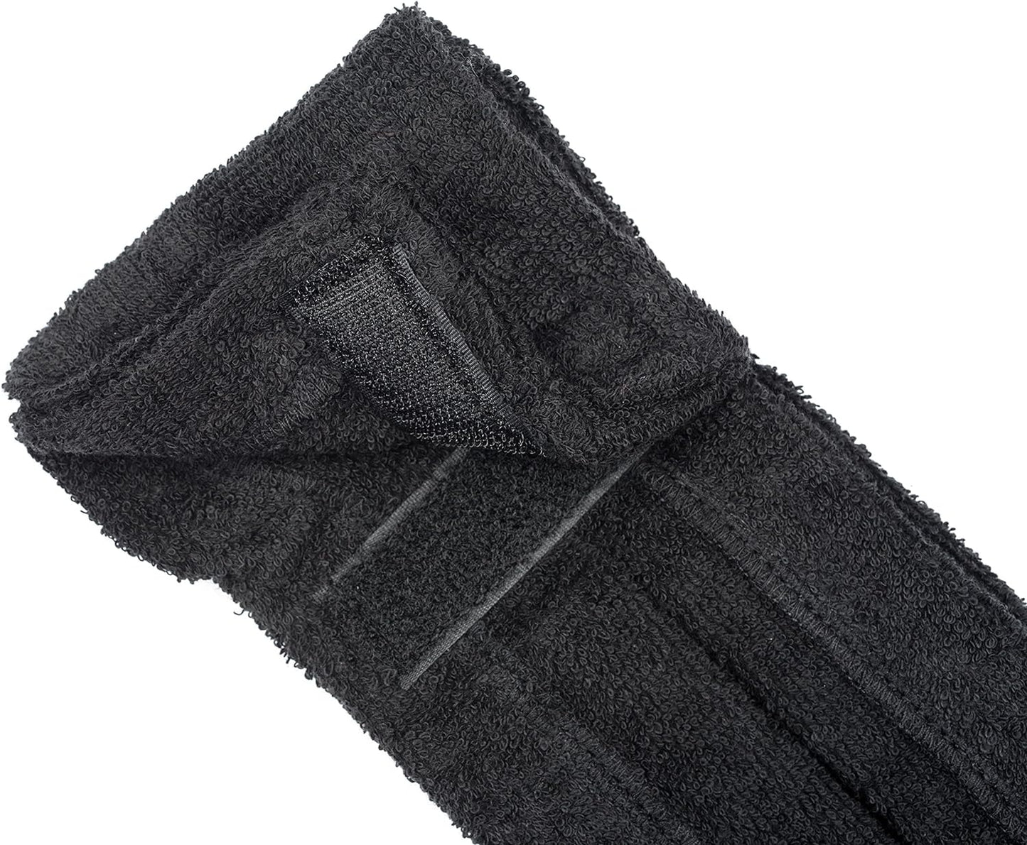 Cotton Football Field Towel with Hook & Loop Closure, Sports Towel for Sweat & Grip, Gym & Youth Football, Black