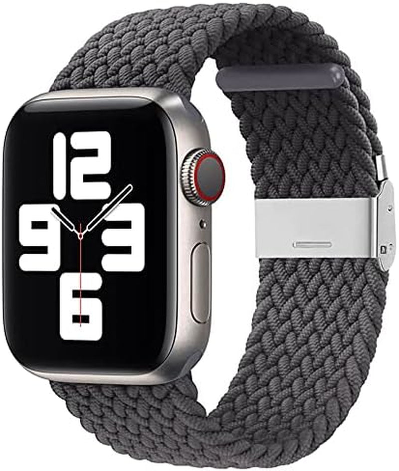 Band Compatible with Apple Watch 42Mm 44Mm,Iwatch Bands for Men Women,Adjustable Strap Braided Solo Loop with Metal Buckle Woven Elastic Sport Bands for Iwatch Series SE/6/5/4/3/2/1