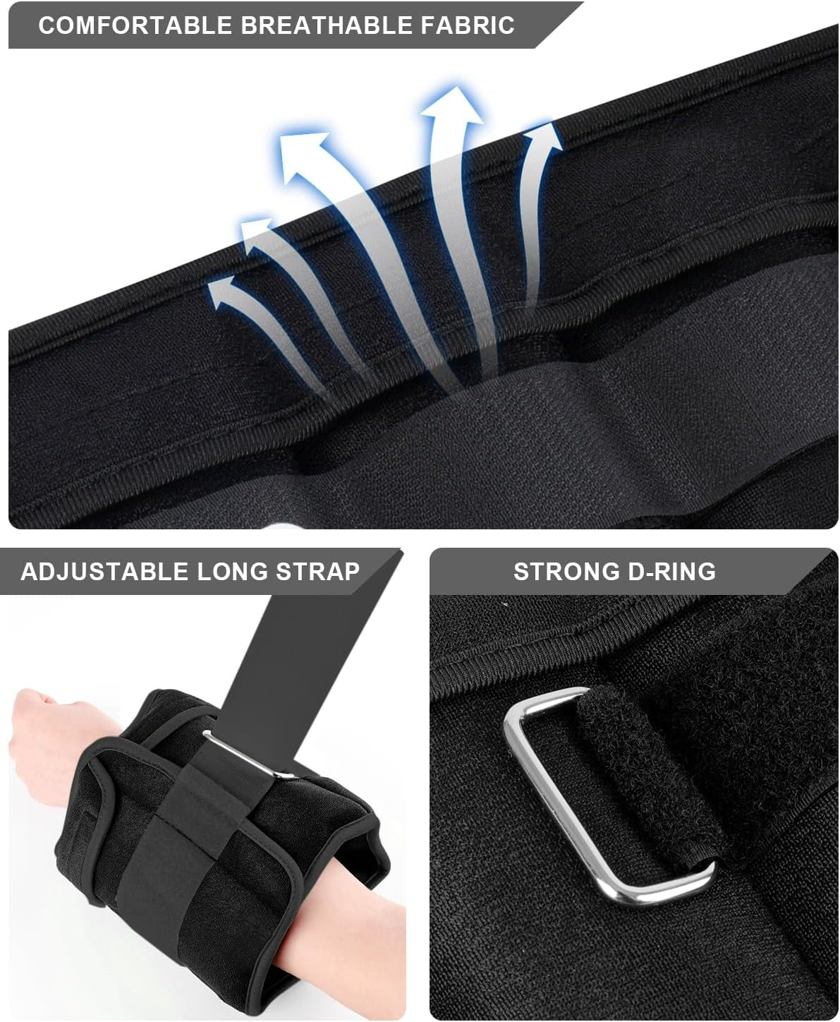 Adjustable Ankle Weights 1-3/4/5/6/8/10/12/15/20 LBS Pair with Removable Weight for Jogging, Gymnastics, Aerobics, Physical Therapy